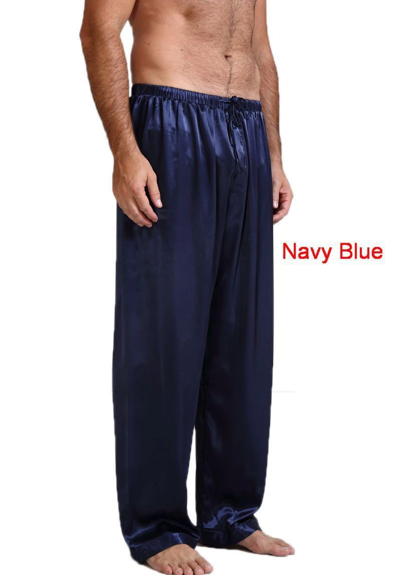 Для мужчин s ночное белье пижамы атласные шелковые длинные штаны для отдыха мужские свободные повседневные шаровары Пилатес гостиная сон пижамы брюки