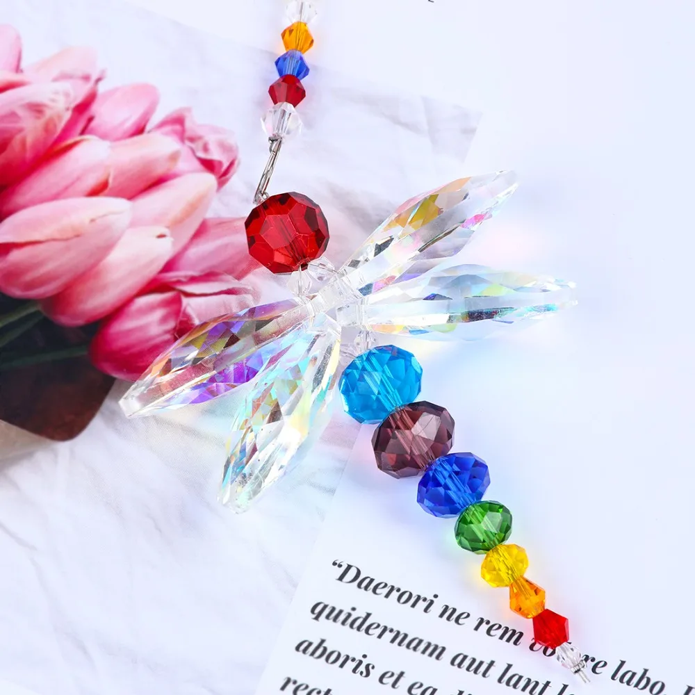 H&D Multi Hanging Window Dragonfly Pendant Rainbow Maker Crystal Suncatcher Feng Shui Home Window Decor Christmas Birthday Gifts