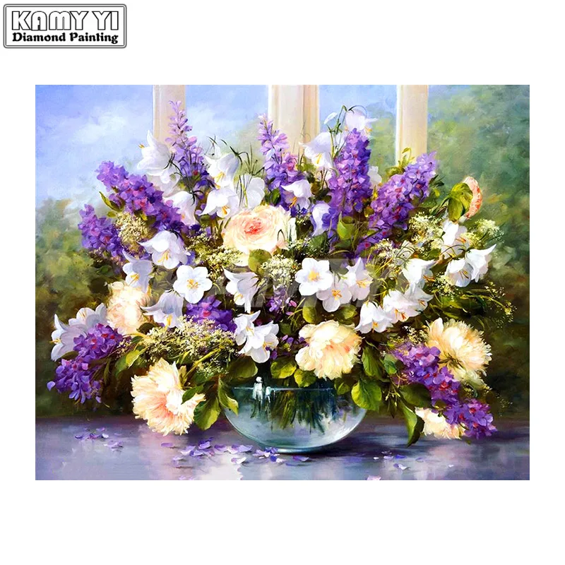 Diamond embroidery full drill Diamond painting Lilac flowers 5d diy diamond painting Cross Stitch Rhinestone mosaic