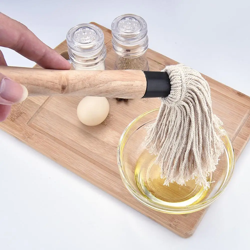 

BBQ Brush Cotton BBQ Basting Mop Barbecue Grill Brushes Long Wooden Sauce Mop Strong Water Absorption Durable