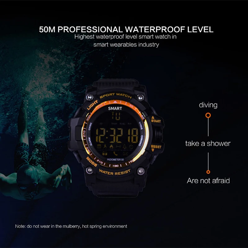 Bluetooth Clock EX16 Smart Watch Notification Remote Control Pedometer Sport Watch IP67 Waterproof Men's Wristwatch Bluetooth Clock EX16 Smart Watch Notification Remote Control Pedometer Sport Watch IP67 Waterproof Men's Wristwatch