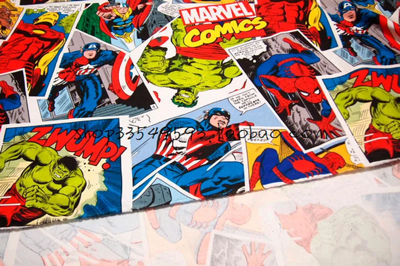 140X100cm Marvel Comics The Avengers Assemble Thick Cotton Fabric for Baby Boy Curtain Hometextile Bags Patchwork DIY