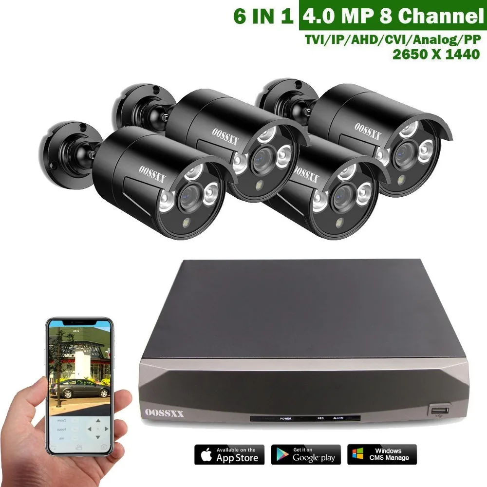 

OOSSXX 8CH DVR 4.0MP HDMI CCTV System Video Recorder 4PCS 2650*1440 Security Waterproof Night Vision Camera Surveillance Kits