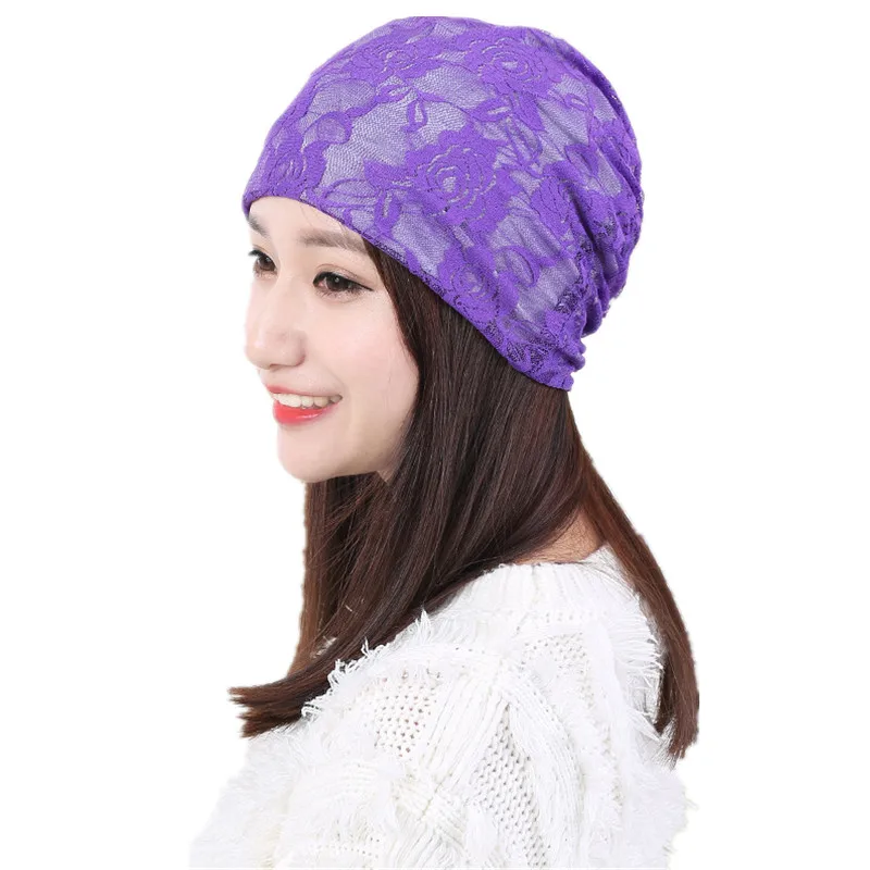 New Fashion Women's Lace Hat Bonnet Beanies Spring Autumn Female Cap Ladies Pregnant Month Knitted Hat For Girls