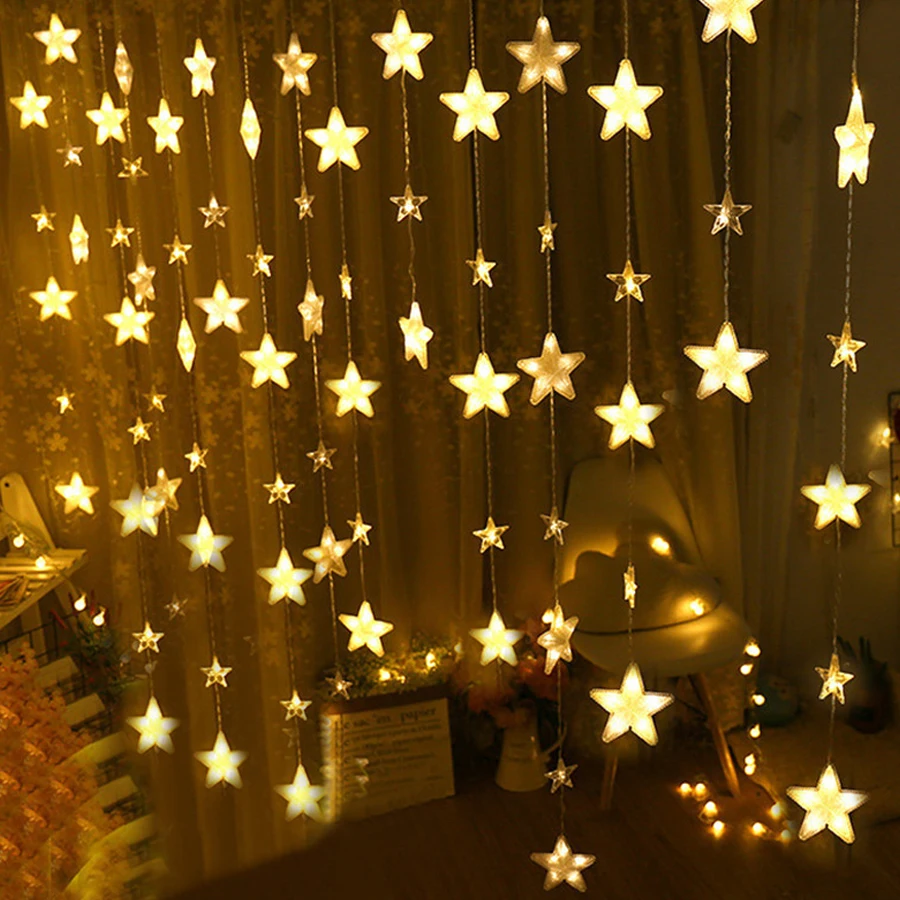  Thrisdar 3.5M 252 LED Romantic Fairy Star Led Curtain String Light 8 Mode Christmas Wedding Holiday - 32953130449