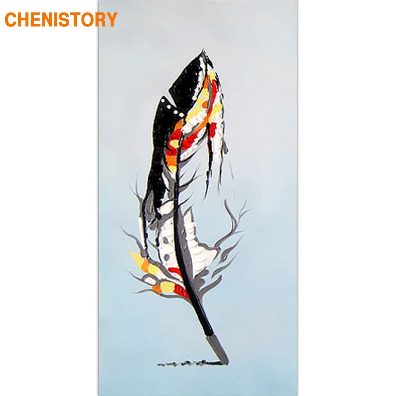 

CHENISTORY Frame Feather DIY Painting By Numbers Large Size 60x120cm Abstract Acrylic Paint On Canvas For Living Room Artwork