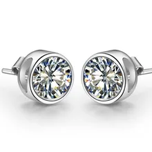 Винтажные 0.5Ct/шт искусственные бриллианты SONA серьги гвоздики для женщин 925 стерлингового серебра белые серьги золотого цвета гвоздики для девочек