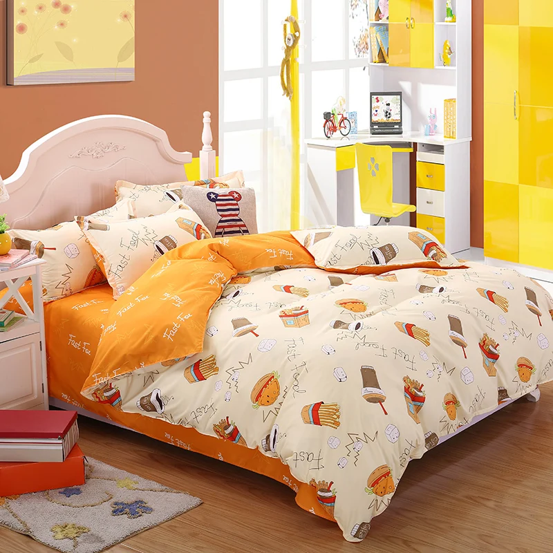 Buy Cartoon bread fried chicken food printing bedding