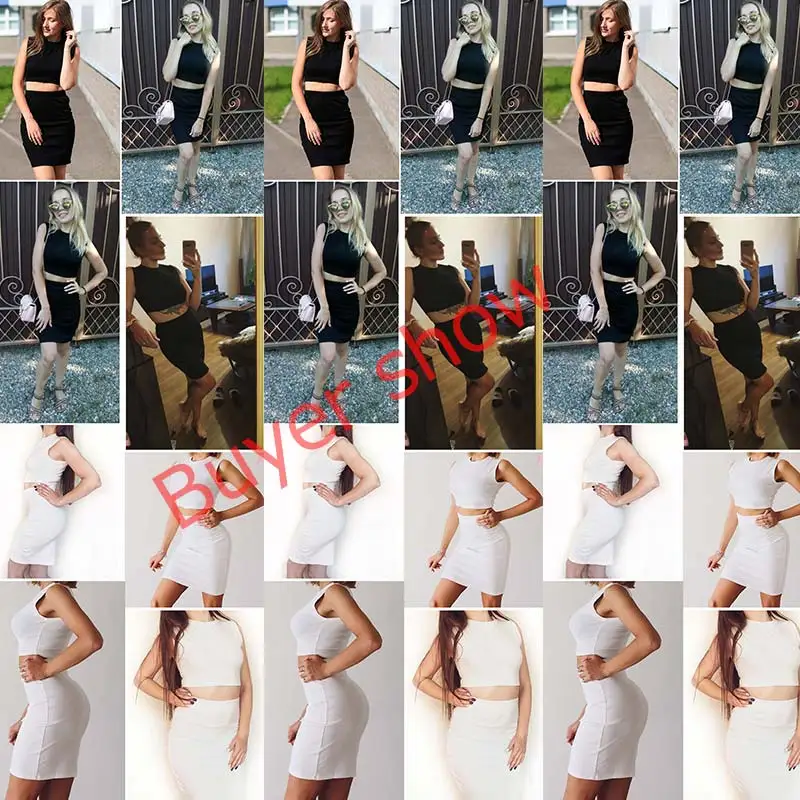 Ahagaga 2019 Spring Tracksuits Women Suits Sets Fashion Solid White Regular Sexy Women Costume 2-pieces (Tops+Skirts) Suit Set