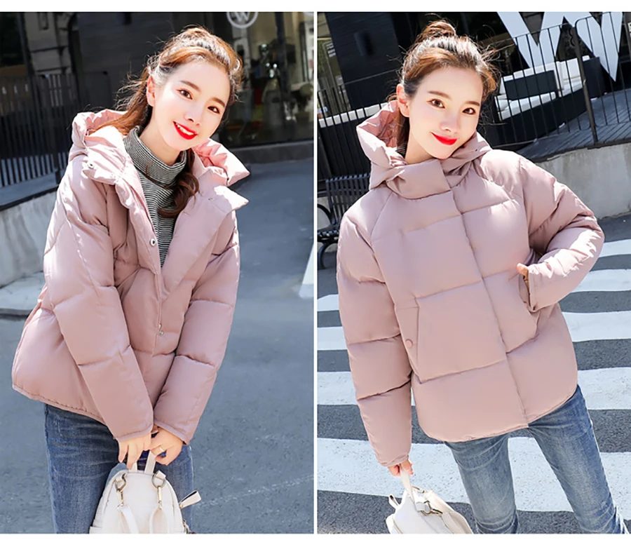 Winter Women Short Parkas Coat Warm Hooded cotton Outwear Thicken Plus Size Loose Type Down with 4 Colors for 2018 New Arrival (18)