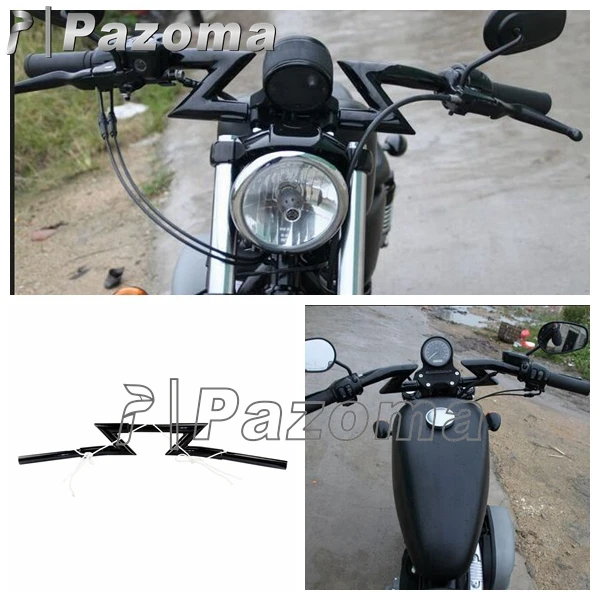 1 Inch Matte Black Motorcycle Clubman Handlebar Crazy Z Bars for Harley