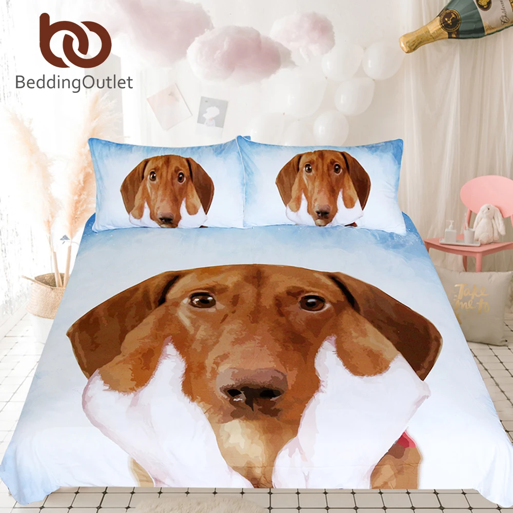 

BeddingOutlet Dachshund Sausage Duvet Cover Set 3d Printed Cute Puppy Bedding Set Queen Blue Sky Brown Dog Kids Bedclothes 3pcs