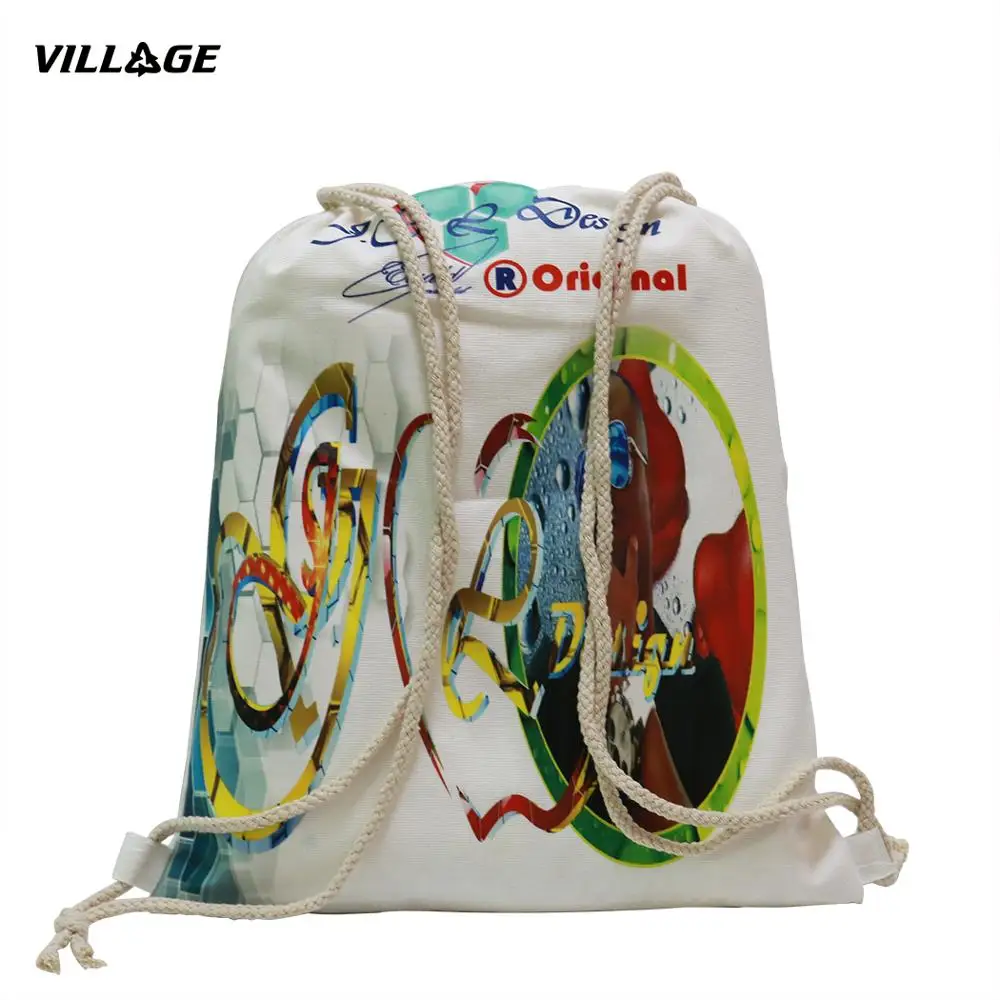 US $218.00 100PCSlot Custom Canvas Drawstring Backpack Printed Logo