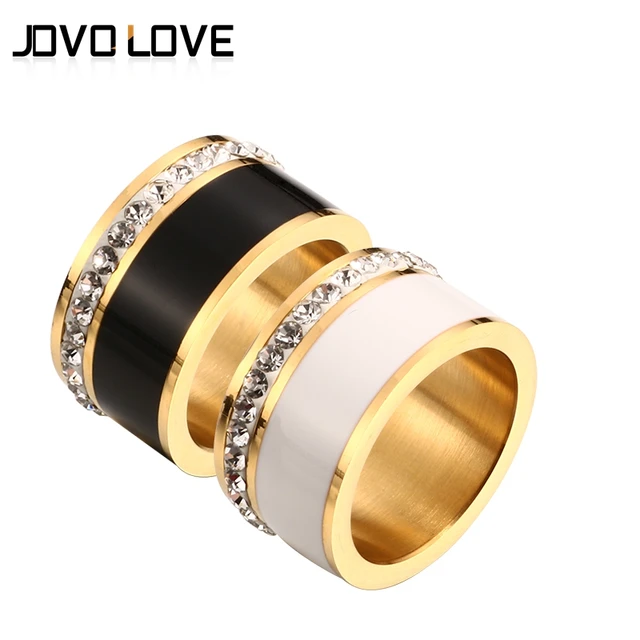 Luxury Gold Color Rings for Women Wedding Gift Black White Color with Charm CZ P Luxury Gold Color Rings for Women Wedding Gift Black White Color with Charm CZ P