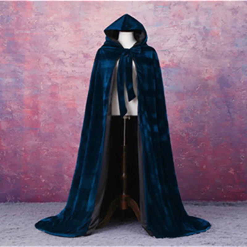 

Winter Vintage Cloak Wedding Party Velvet Long with Hooded Bridal Wrap Shawl Princess Cape Velvet Wedding Jackets