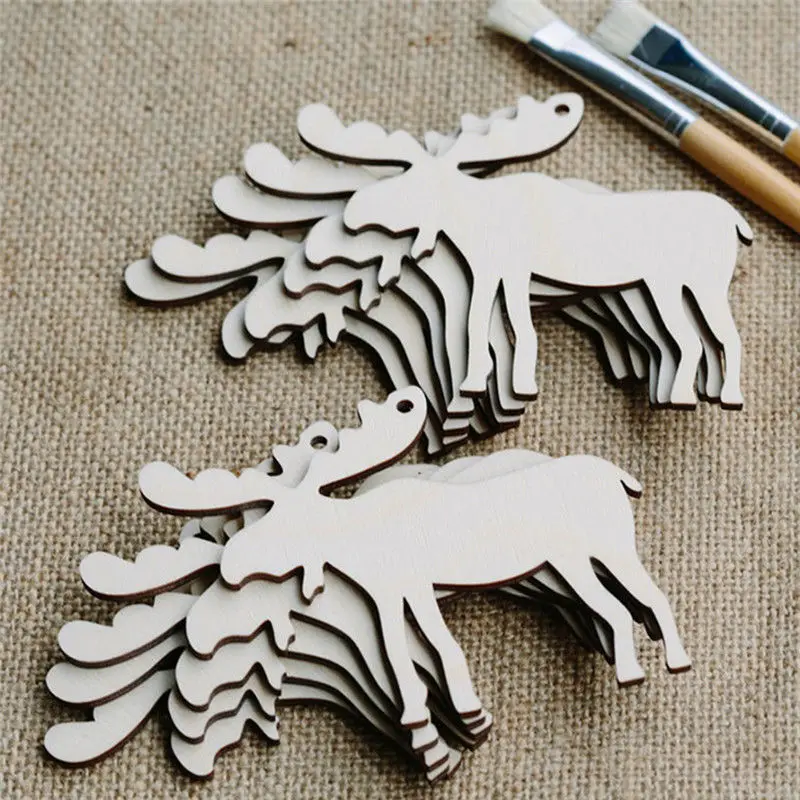 10pcs/Lot Carved Wood Snowflake Christmas Tree Hanging Ornament Tag Xmas Christmas Party Room DIY Craft Decor