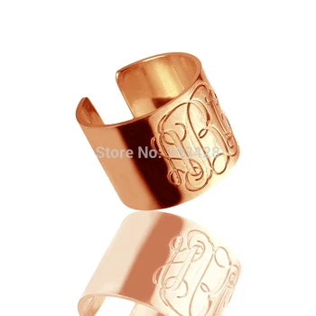 

AILIN Mens Monogram Ring Rose Gold Color Engraved 3 Monogrammed Initials Personalized 925 Silver Rings
