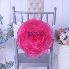 CH091J SKFLY новые много цветов на заказ Свадебная отделка органзы ярко-розовый стул роза цветок с белой повязка из спандекса