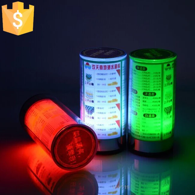 

ABS Material Flashing Led Light Table Menu Restaurant Card Display Holder Stand Cylindrical Menu Lamps free shipping 6pcs