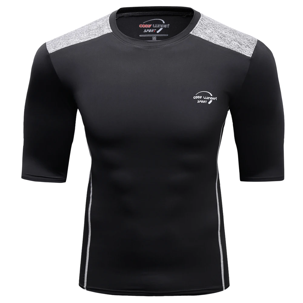 

2018 Fashion Summer Men T-shirt Compression Skin Tight Shirts Under Short Sleeve Exercise Male Workout Bodybuilding Jerseys