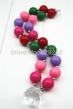 

10Pcs Lots Colorful Chunky Bubblegum mixed cane beads kids lovely drop necklace acrylic wholesale CB005