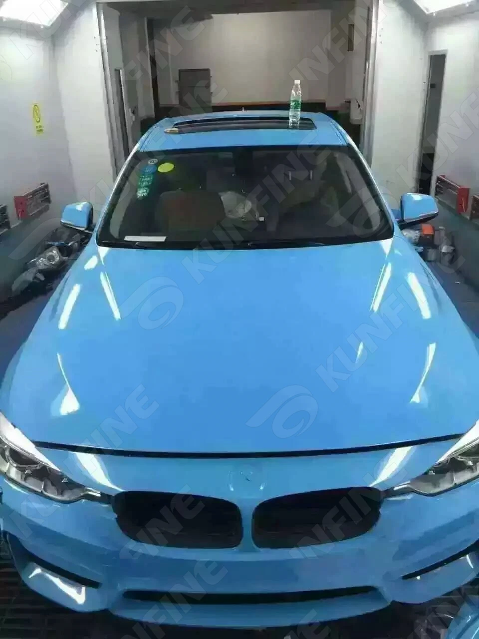 Mobil Styling Wrap Gossy Biru Muda Mobil Vinyl Film Tubuh Stiker