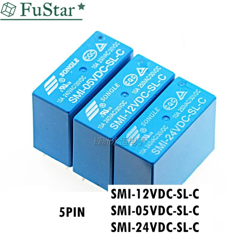 

1PCS Power Relays SMI-05VDC-SL-C SMI-12VDC-SL-C SMI-24VDC-SL-C 5V 12V 24V 10A 5PIN Relay SMI 05V 12V 24V VDC SL C DIP5