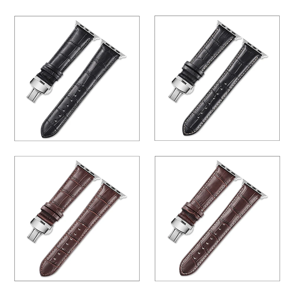 Браслет CHIMAERA для Apple Watch, черный, коричневый, ремешок для часов, застежка-адаптер, 38 мм, 42 мм, 40 мм, 44 мм, для iWatch, серия 4, серия 3, 2
