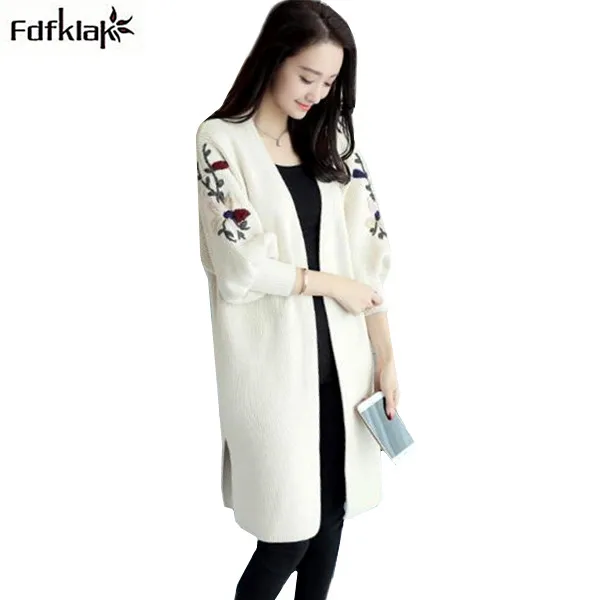 Fdfklak Autumn Winter Sweater for Women Elegant Print Ladies Cardigan Long Knitted Sweaters Womens ponchos 6 Colors |