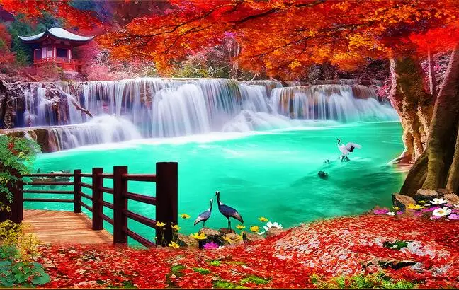 3d wallpaper custom mural non woven wall stickers Autumn lake landscape