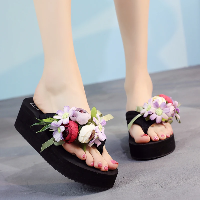 

LASPERAL Summer Bohemian Flip-Flops Non-Skid Toe Household Slippers Flip-flops Beach Shoes Sandals 2019 Ladies Platform Slippers