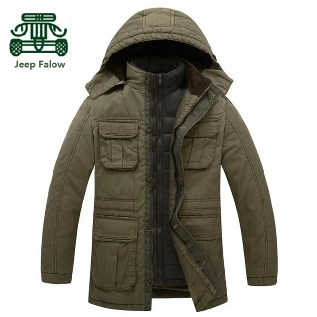 Best price at $120 Cheap AFS JEEP Falow Original Brand Liner Detachable Thick Winter Long Coat,Below -22 F Outcoat Winter Cargo Double Inner Cotton Coats
