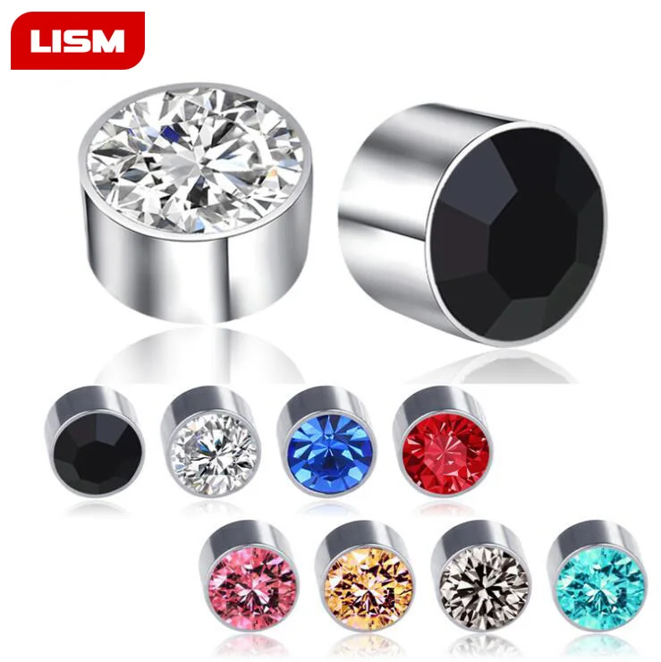 

1 Pair Trendy Crystal Stud Earrings multicolor Rhinestone Magnet Earrings for Men Women No Pierced Hole
