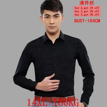 Мужская рубашка большого размера с длинным рукавом и отворотом, 8 цветов, деловая, офисная, 10XL, 11XL, 12XL, 13XL, 14XL, свадебное платье, черная, синяя, 6XL, 7XL, 8XL