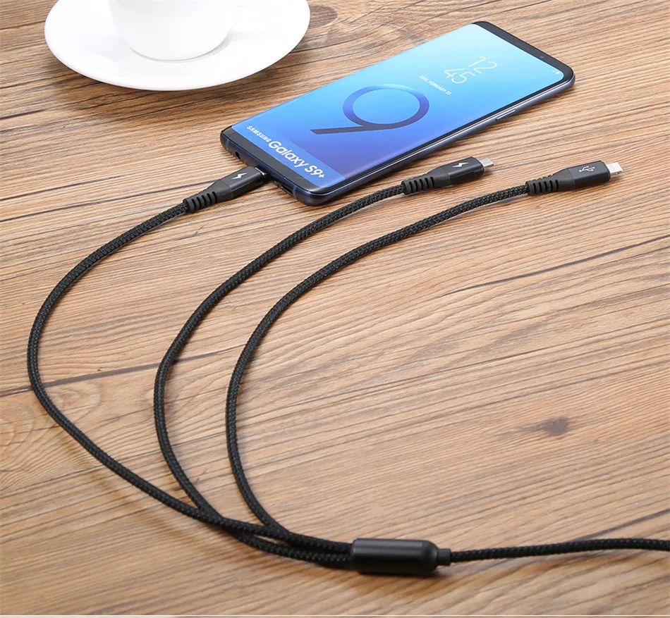 Benks Universal 3 In 1 Lighting Charger Cable For iPhone X 7 8 6 Plus Micro USB Type C For Oneplus Xiaomi 5 Phone Charging Cable (15)