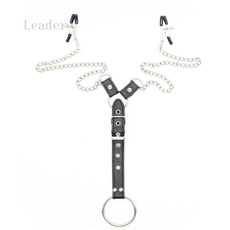 5pcs/lot Adjustable Silver Stainless Metal Nipple Clamp with Cock Penis