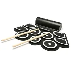 Портативный 9 колодки кремния электронные складной барабан поддержка MIDI игры с палочки педали для автомобиля