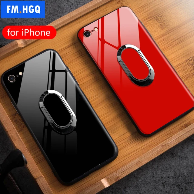 FM. HGQ Роскошные кольцо держатель чехол для iPhone 8 магнитных кузова ТПУ + ультра тонкий