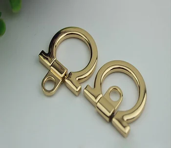 

10pcs/lot Luggage hardware accessories pale golden hang bag hook bag hanging pendant package with lateral ring