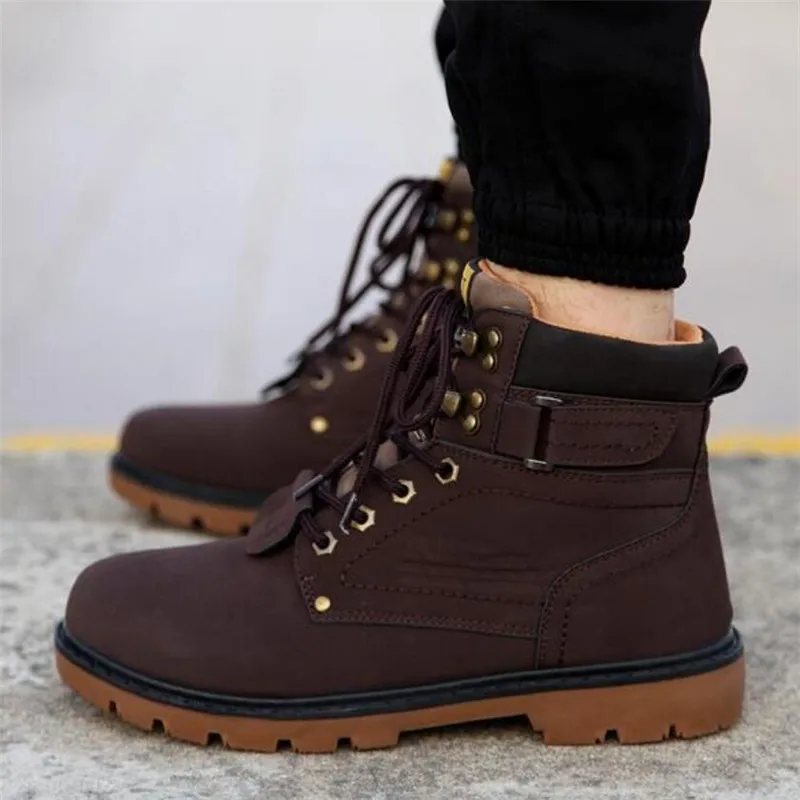 

2019 Winter Mens Boots Men Casual Fahsion Snow Men Ankle Boots Men Leather Boots for Men Shoes Mens Work Boots HH-147