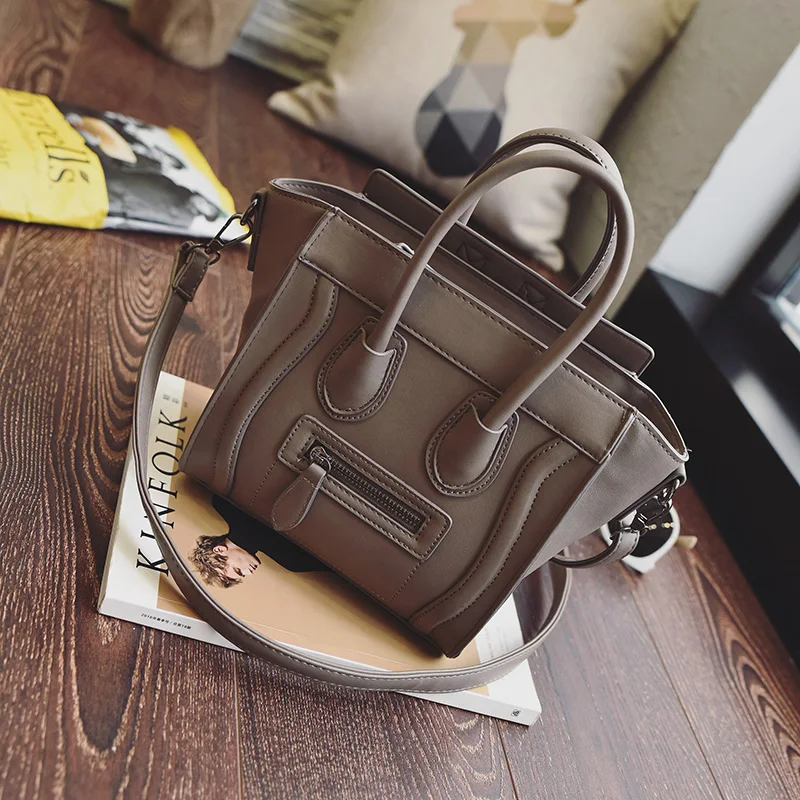 Bolsos Mujer 2016 Trapeze Smiley Tote Bag Luxury Brand Pu Leather Women Handbag Shoulder Bag Famous Designer Crossbody Bags Sac