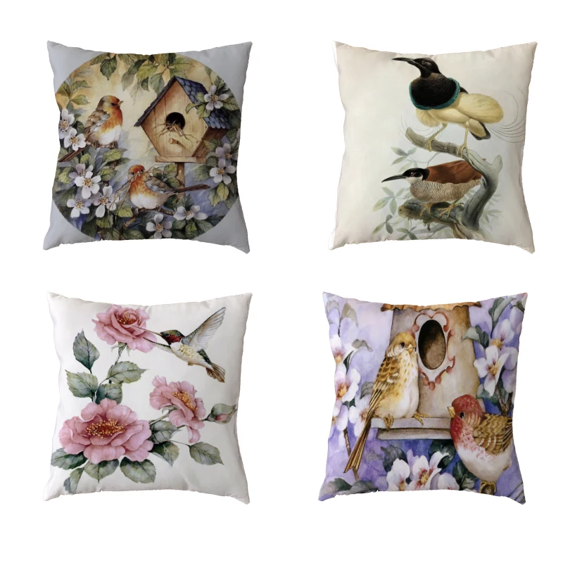 

Wholesale Simple Polyester Peach Skin Fun Animal Green Leaves Colorful Flower Bedroom Sofa Living Room Decoration Pillow Cases