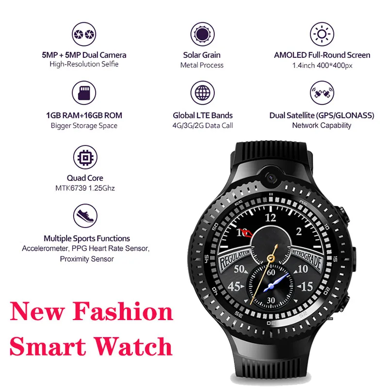 best 2019 smart watch dual Camera 4G Lte Smart Watch GPS Wifi Heart Rate Monitor Android phone call watches unique gift for men
