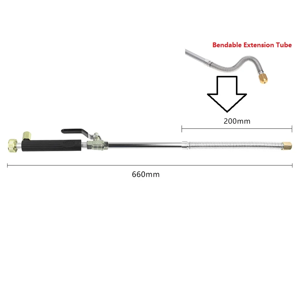Автомобильный водяной пистолет высокого давления, Омыватель струи воды 46,5/66 см, садовая мойка, шланг, насадка, распылитель, поливочный Спринклерный инструмент - Цвет: black add Tube