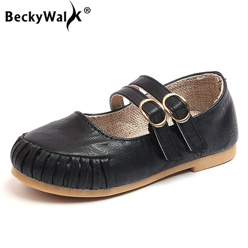 BeckyWalk Retro Girls Shoes Soft Leather Baby Toddlers Shoes Autumn