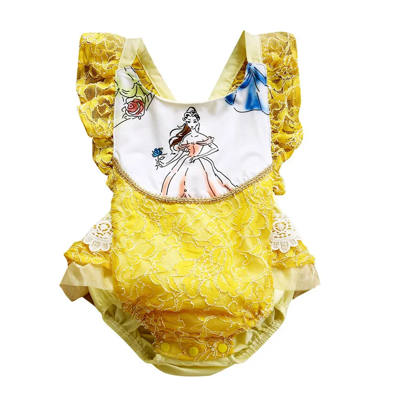 Одежда для маленьких девочек; комбинезон «Красавица и Чудовище»; комбинезон для новорожденных девочек; комбинезон принцессы с принтом в стиле пэчворк