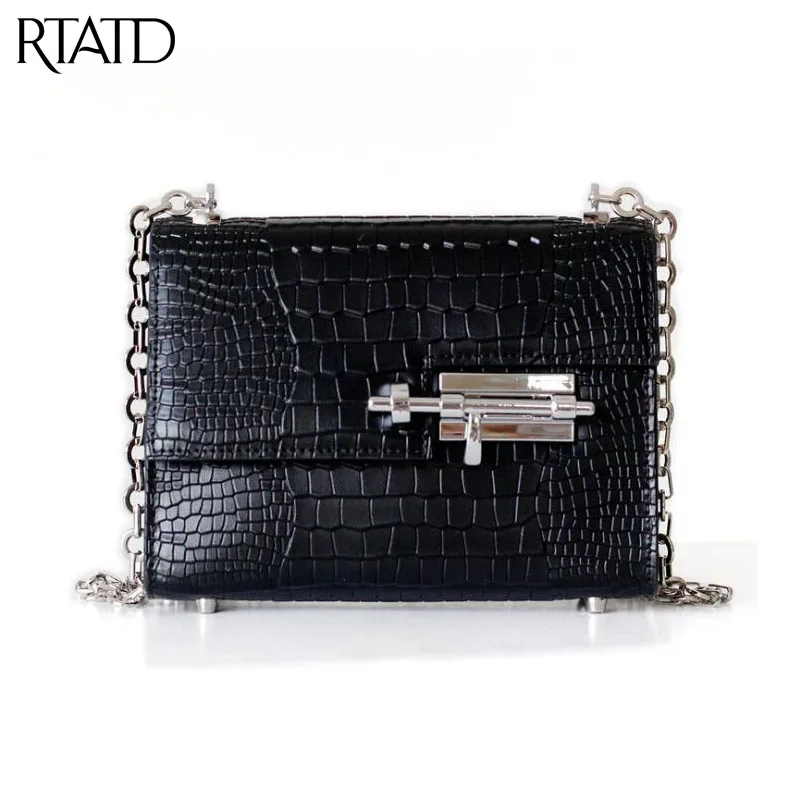 

New Genuine Leather Bag For Women Shoulder Bag Fashion Brand Metal Buckle Design Lady Messenger Bags Chain Female Bag