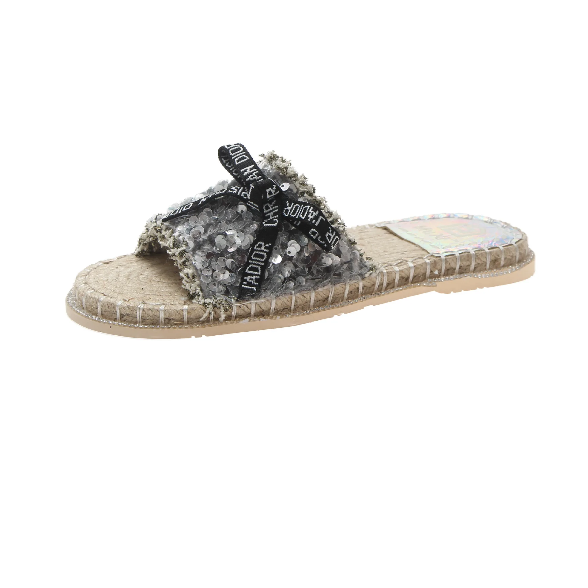2019 Women Slippers Flip Flops Crystal Bling Sequins Platform Beach Slides Bowknot Sandals Casual Straw Shoes Slip On | Обувь