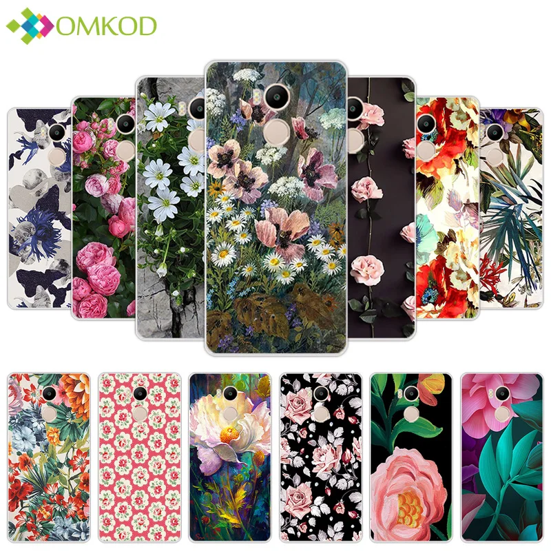 

5.0" For Xiaomi Redmi 4 Pro 4 Prime Black Matte Back Cover Silicon For Xiaomi Redmi 4 Pro Phone Flowering For Xiapmi Redmi 4S