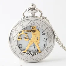 Креативные кварцевые карманные часы для мужчин и женщин полые Созвездие ретро кулон ожерелье со знаком зодиака часы подарок для Libra TD2126